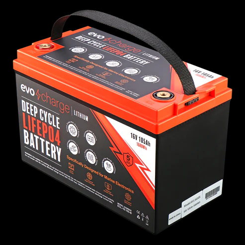EvoCharge 16V 105Ah LiFePO4 Lithium Battery (ECL-16-105B - Bluetooth)